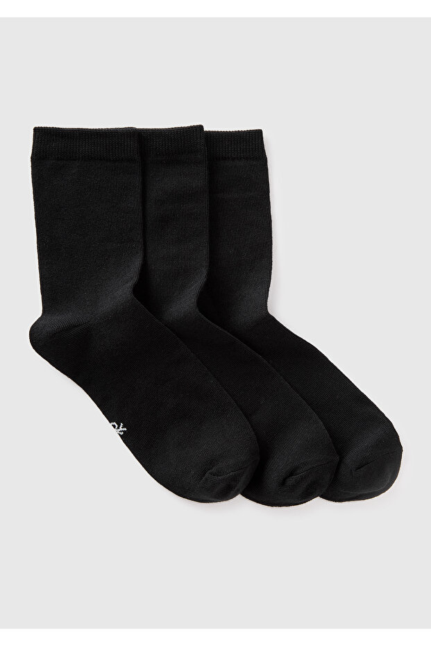 Unisex Black Cotton Blend Triple Sock Set