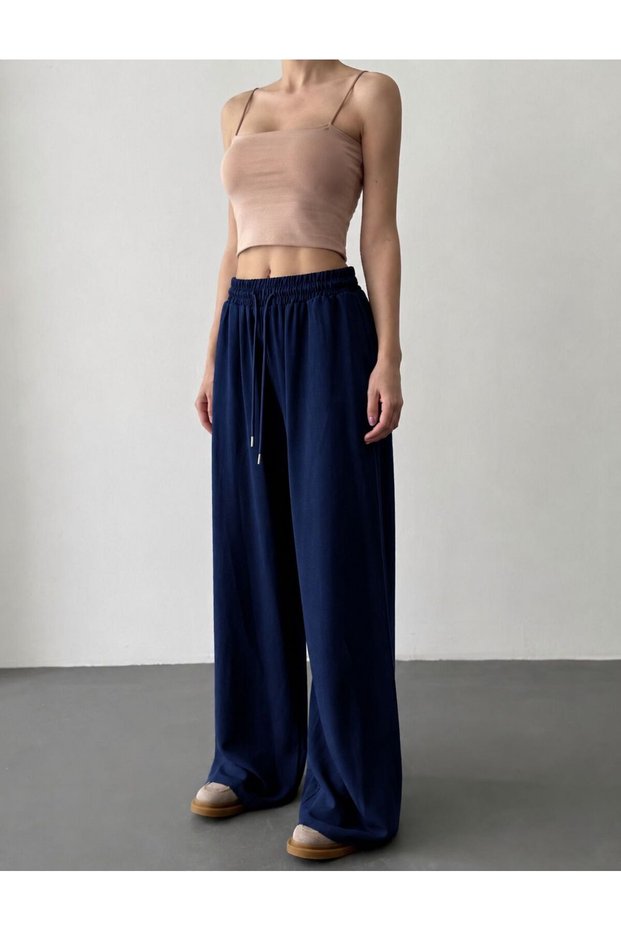 Wide Leg Trousers with Elastic Waist