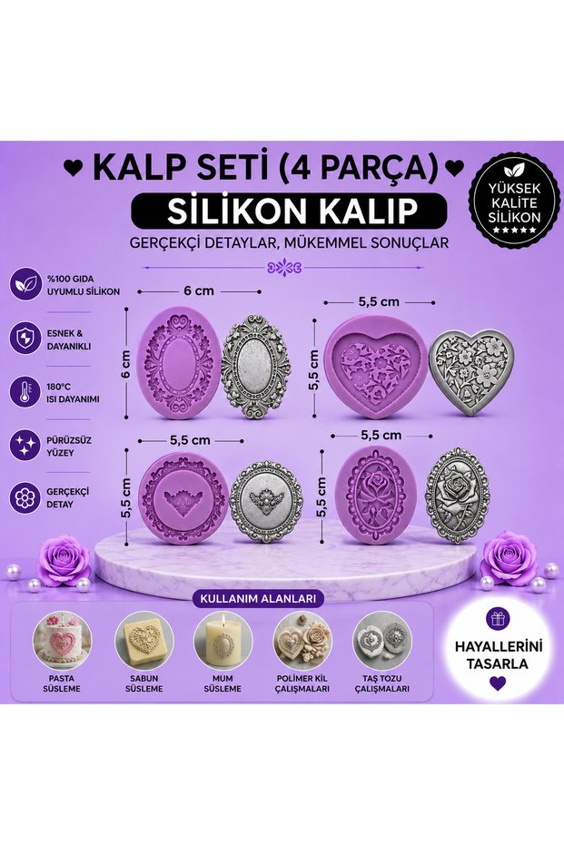 Silikon Kalıp Kalp Seti