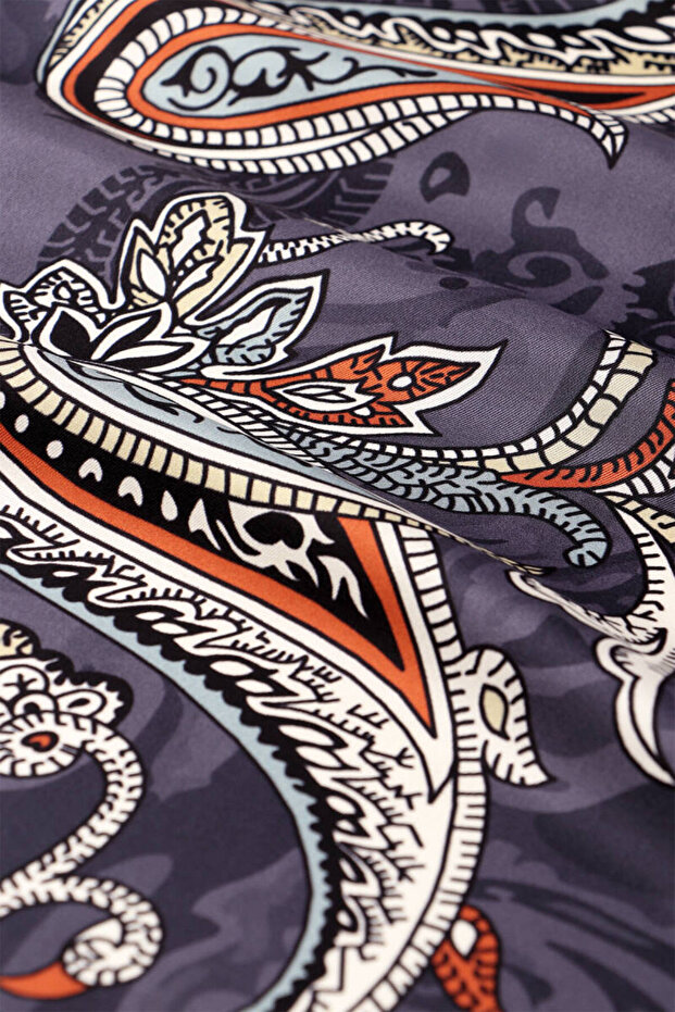 Amethyst Shawl Pattern Twill Silk Scarf - 3