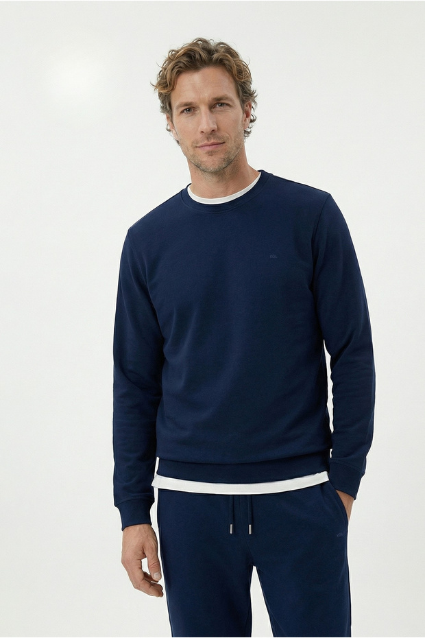 Crew Neck Regular Fit Cotton Basic Sweatshirt - 2
