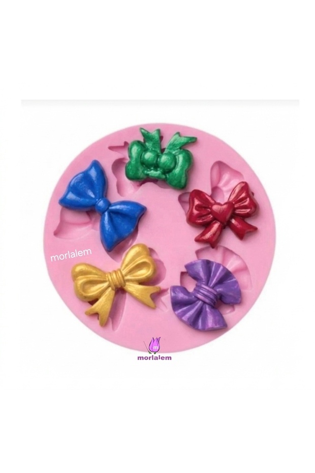 5 Miniature Ribbon Bow Silicone Mold K-161, Scented Stone Soap Plaster Candle Mold