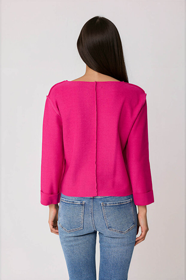 Cut V-Neck Reverse Stitching Blouse - 3