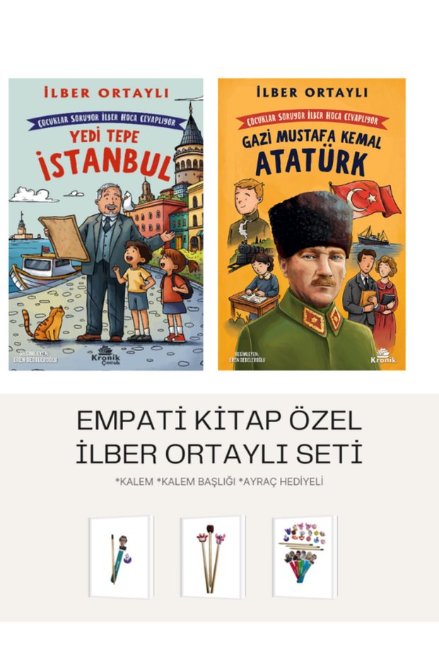 Çocuklar Soruyor ilber Hoca Cevaplıyor Gazi Mustafa Kemal Atatürk - Yedi Tepe Istanbul 2-Book Set with Pen Bookmark Gift