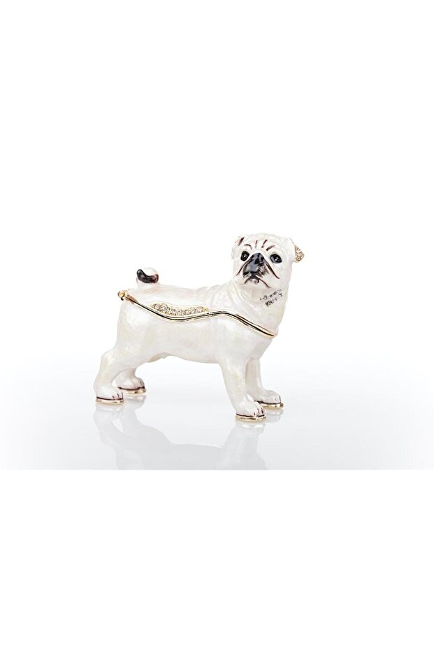 Openable Metal Figurine with White Dog Figure 00802 - Souvenir
