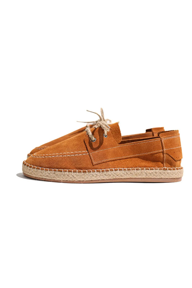 Petra Lace-Up Peach Suede Genuine Leather Men's Espadrilles