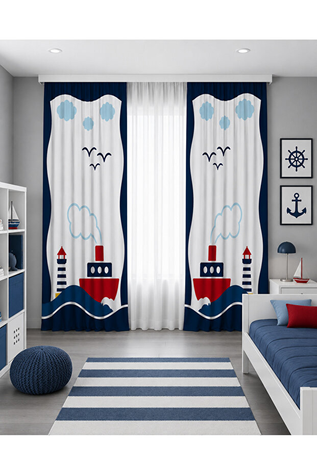 Gemici Double Winged Children's Room Background Curtain