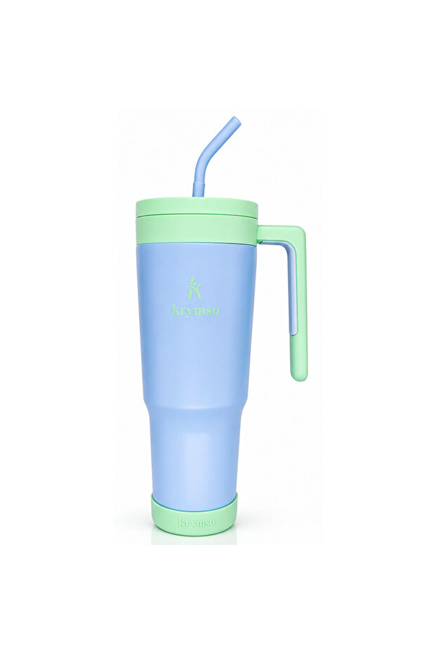 1200ml Stainless Steel Tumbler with Handle, Straw, Infuser, Boot, Insulated Water Bottle (Blue)