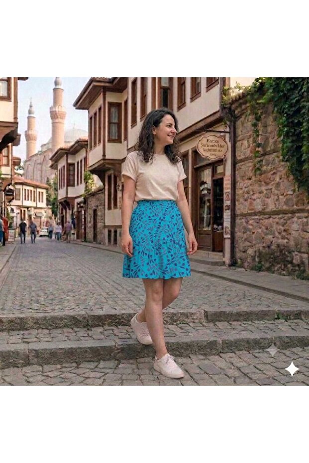 Viscose Fabric 55 cm Flower-Patterned Comfortable Shorts Skirt
