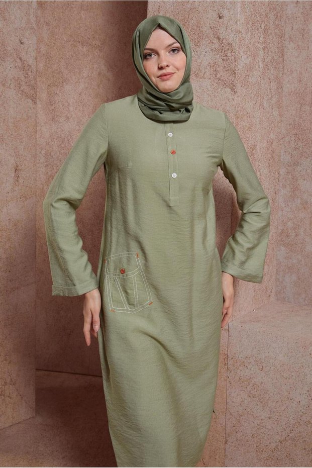 Long Colored Tunic - Buttoned, Model 42914