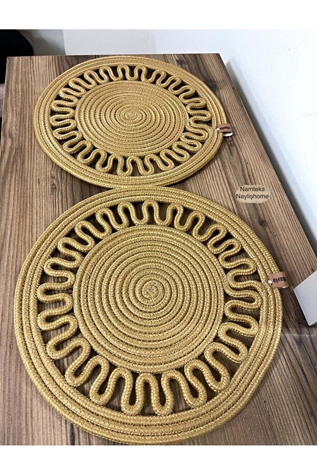 2 Pieces Jute, Wicker, American Placemat, Tableware Set, Plate Mat, Runner, Bread Basket, Tricot Placemat