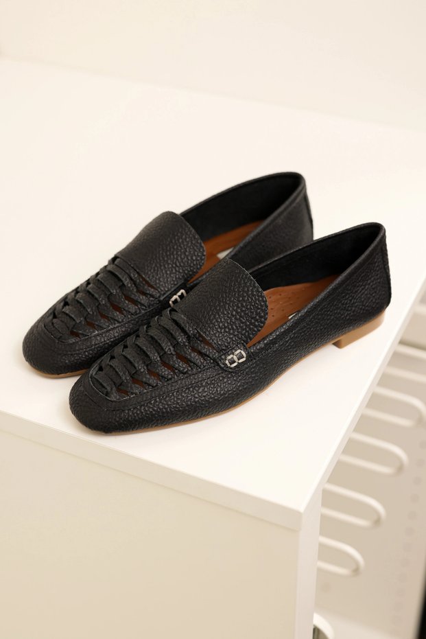 Genuine Leather Women's Alvin Black Handmade Ballerinas