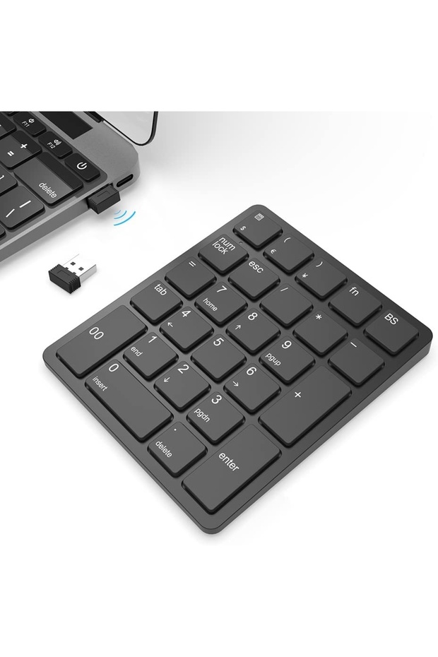 Black Jomaa 26 Keys Wireless Number Pads Rechargeable USB Numeric Keypad Portable Financial Accounti