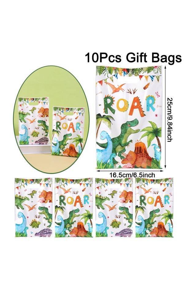 as picture 10pcs 10/20/50pcs Dinosaur Plastic Gift Bag Candy Bag Dinosaur Birthday Party Baby Shower