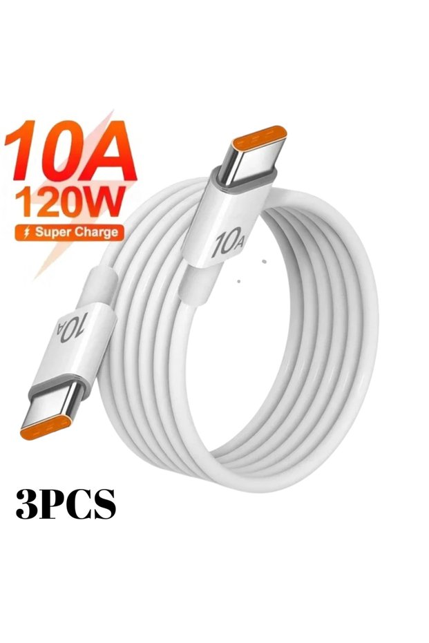 2m 3PCS 120W 10A USB C To Type C Cables Super Fast Charging Phone Charger Cord For Xiaomi Samsung Hu
