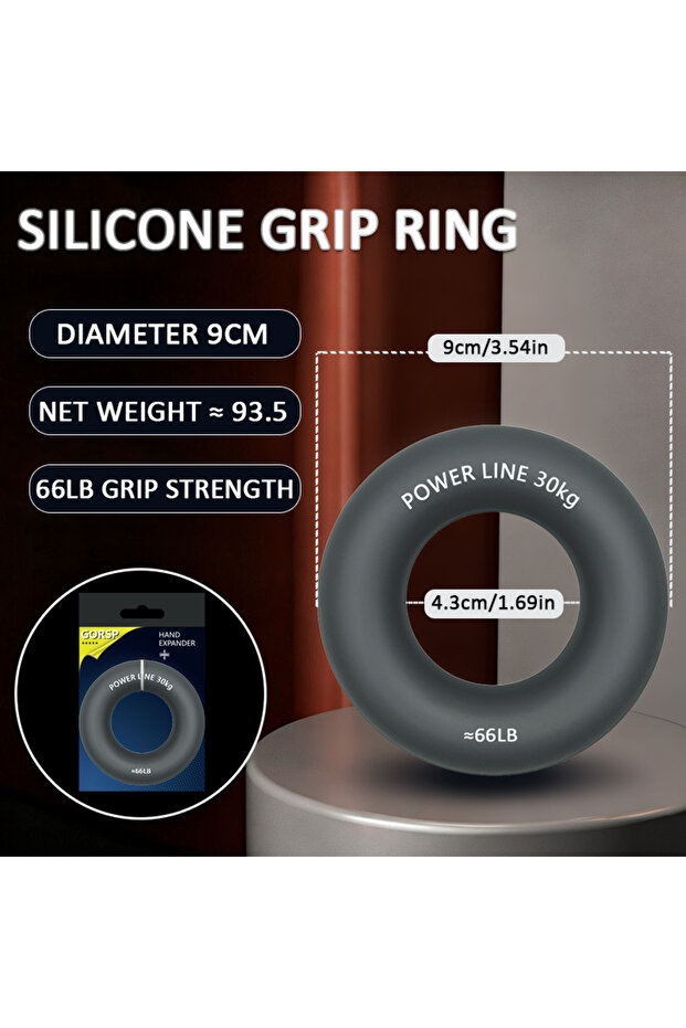 Grip 30KG GRAY 1PC Silicone Hand Trainer Finger Gripper Ring Hand Power Gripper Ring Stress Relief G