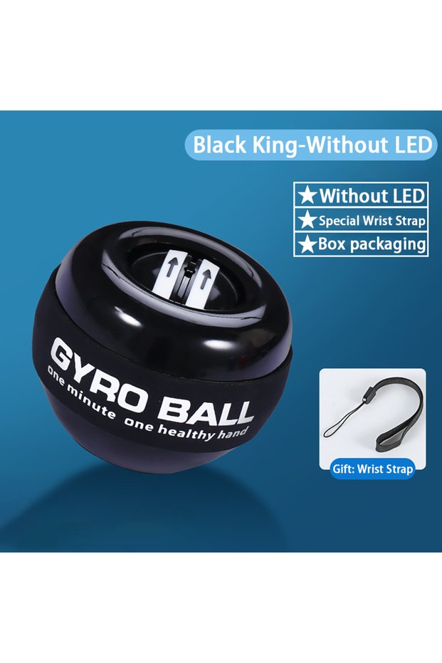 Black-King-No-LED Power Wrist Hand Ball Trainer Ball Wrist Strengthener Gyro Self-Starting Forearm