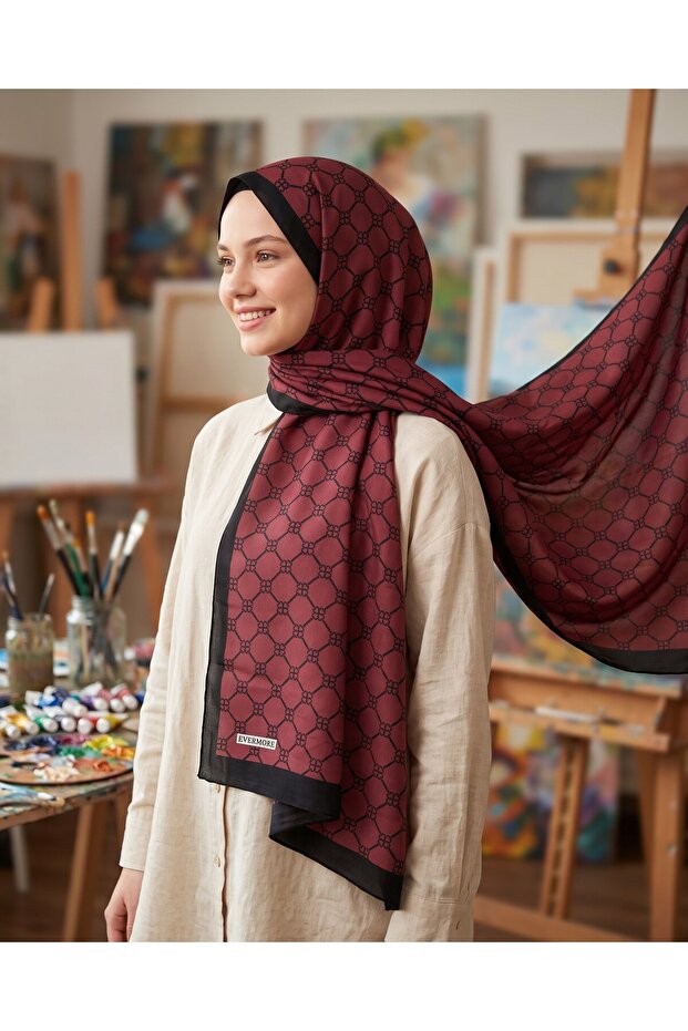 شال فريش - نمط البرسيم - EM060-05 - أحمر كلاريت