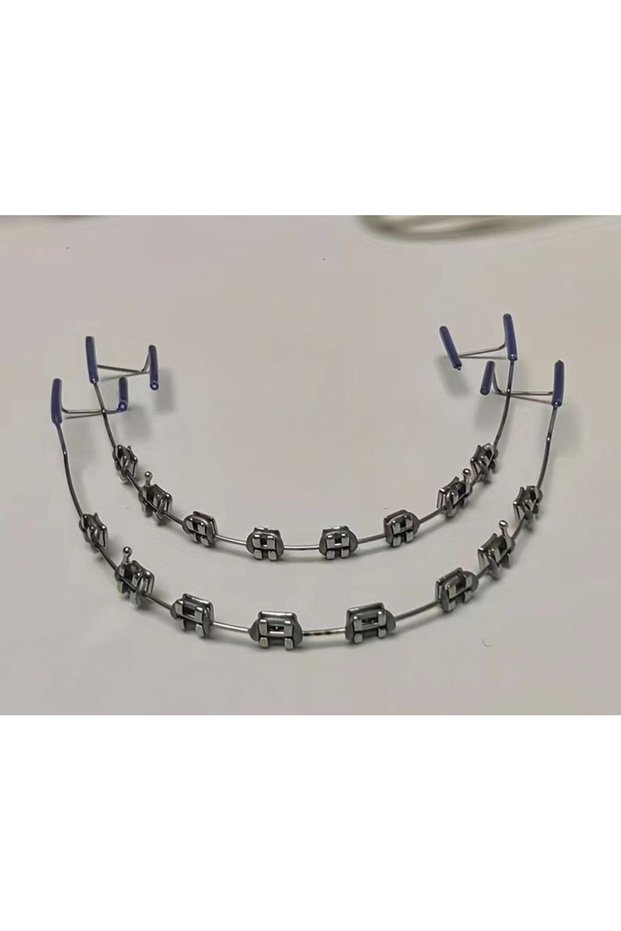grey Fashion Braces 1 Pair Colorful Temporary Tooth Decoration with Metal Wires Metal Bracket Orthod
