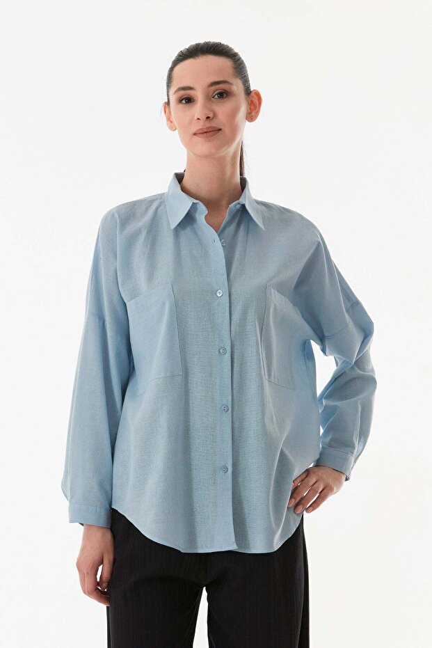 Basic Double Pocket Oversize Shirt