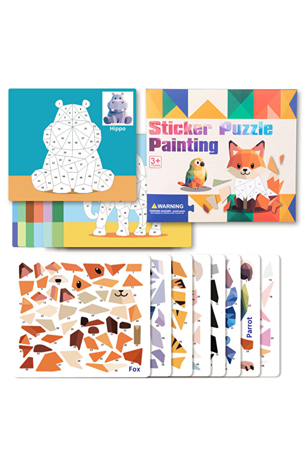 animal 3D Sticker Puzzle Painting Kit Kids Animal Traffic Themes with 8 Patterns for Easy Peel-Stick