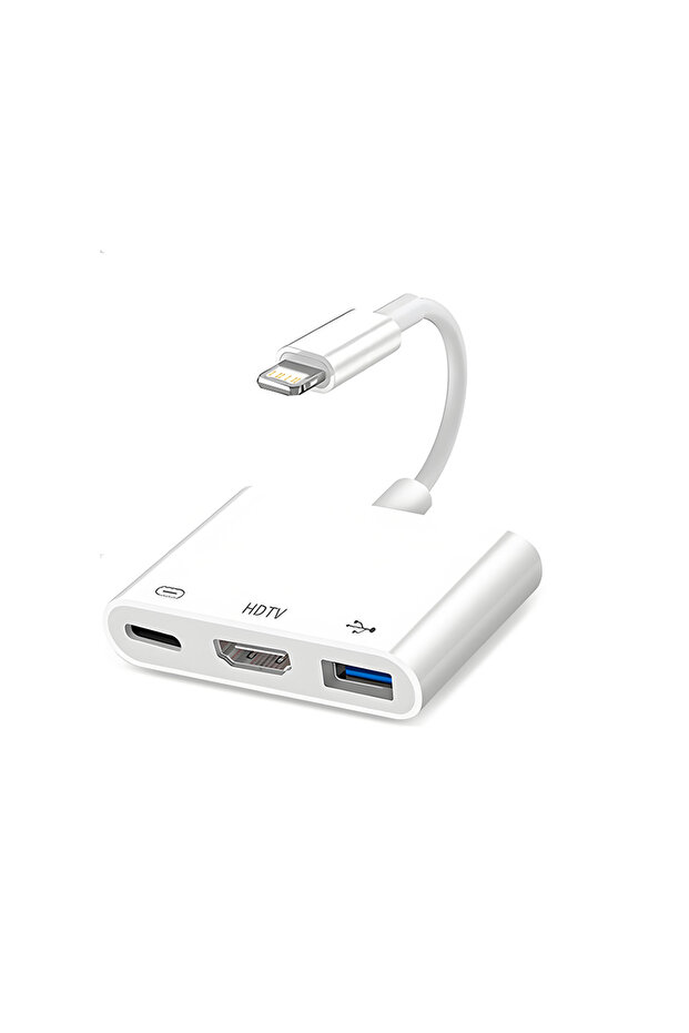 محول رقمي من USB-C/Lightning إلى HDMI مع كابل توصيل شاشة عالي الدقة وكاميرا USB OTG
