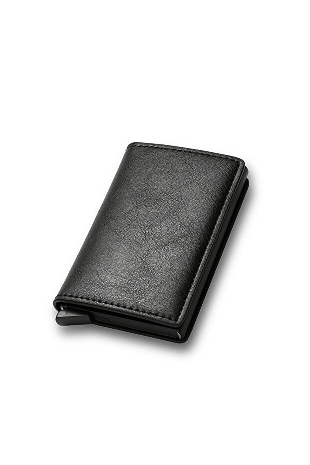 Black Anti Rfid Carbon Fiber ID Holder Men Wallets Mini Automatic Pop up Bank Cardholder
