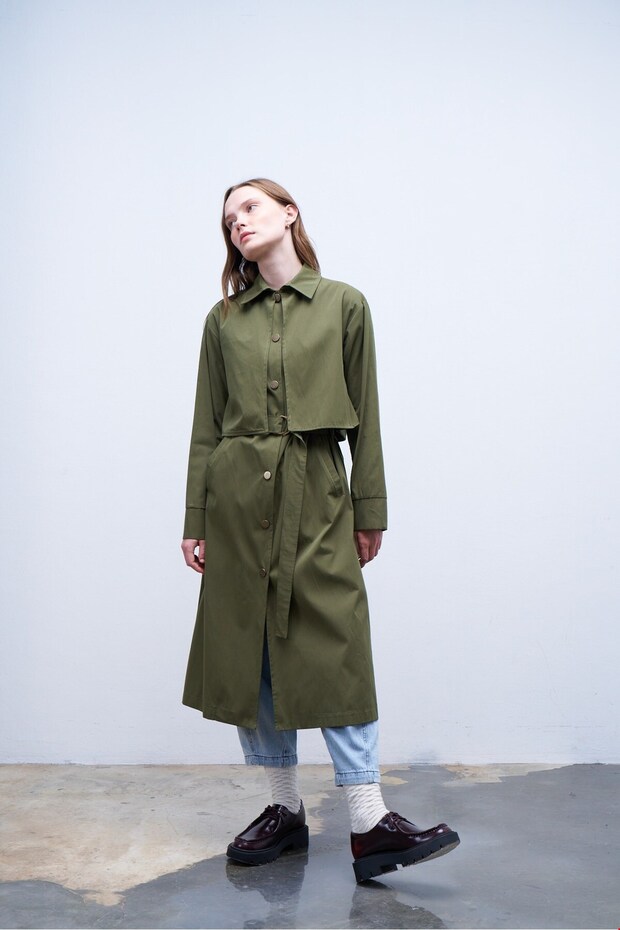 Windbreaker Trench Coat Green