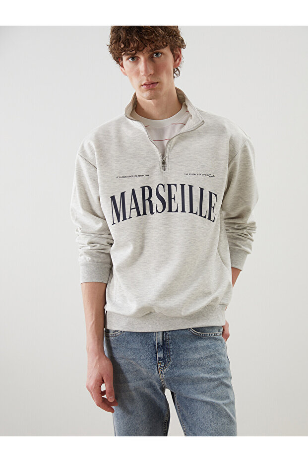 Xside White Stand Collar Men's Sweatshirt