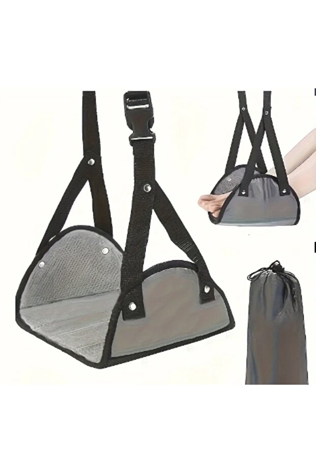 LIGHT GRAY Adjustable Foot Hammocks for Travel, Car, Airplane Rest, Office Hanging, Simple Leg Suppo
