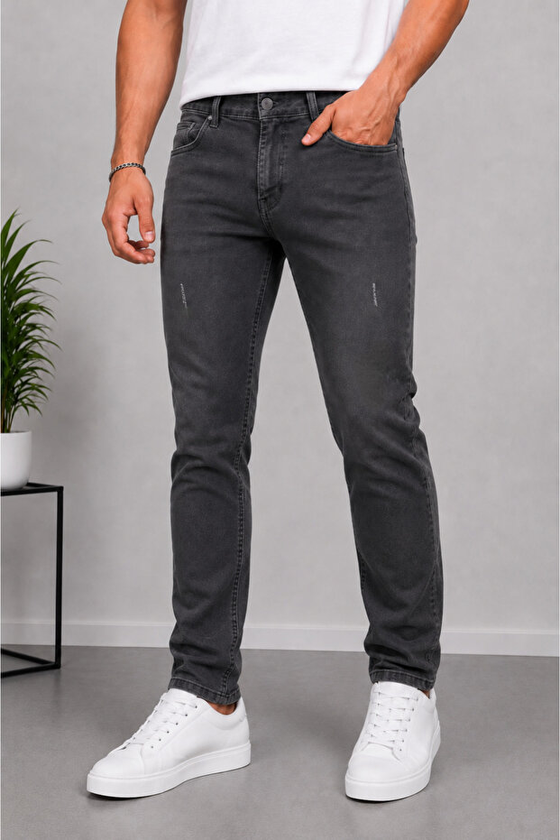 Men's Anthracite Slim Fit Lycra Laser Jeans