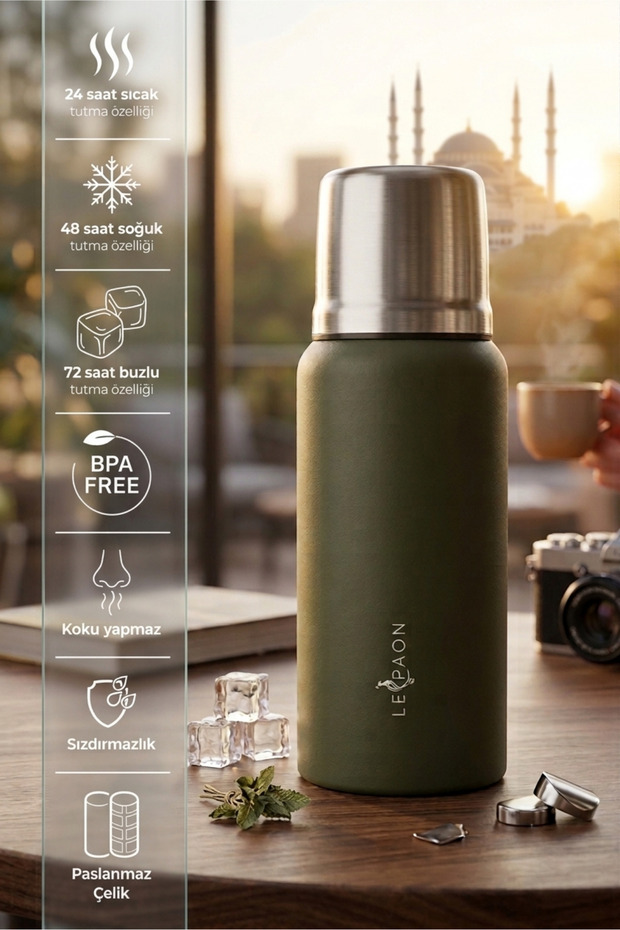 750ml Stainless Steel Thermos Double Layer Vacuum Insulated Leakproof Lid Keeps Cold for 48 Hours and Hot for 24 Hours Flask