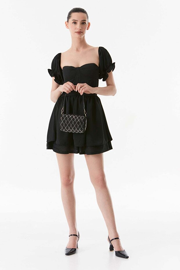 Stoned Diamond Patterned Shoulder Bag