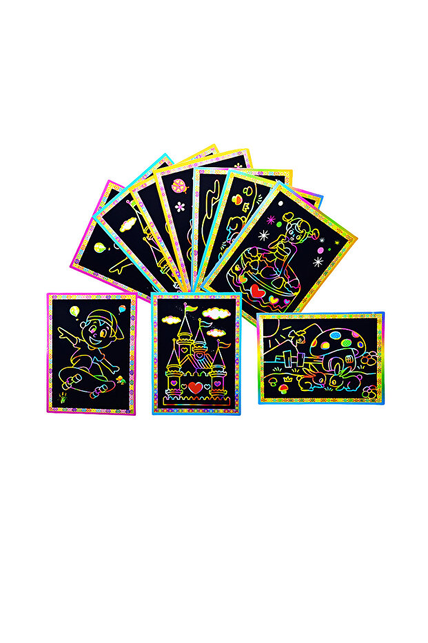 24PCS 12/24 Pieces Creative Colorful Kids Scratch-Off DIY Painting Set Student Stationery Prizes Bir