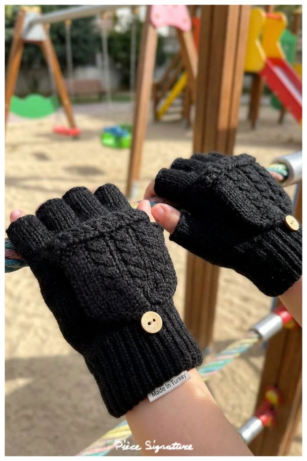 Luxury Covered Cut-Finger Gloves for Teenagers (Ages 7-10)