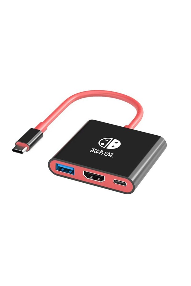 Black Red 4K HDMI Adapter TV Docking Station for Nintendo Switch OLED USB 3.0 Type C Port Charging D