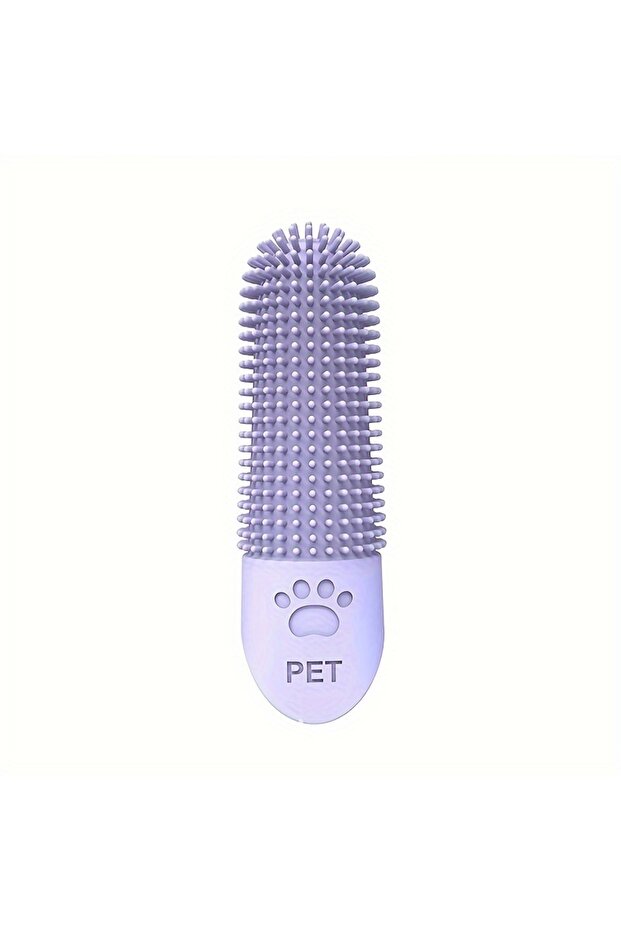 1pc Purple Soft Silicone Dog Toothbrush 360° Finger Toothbrush for Dogs Cats Durable Pet Finger Brus