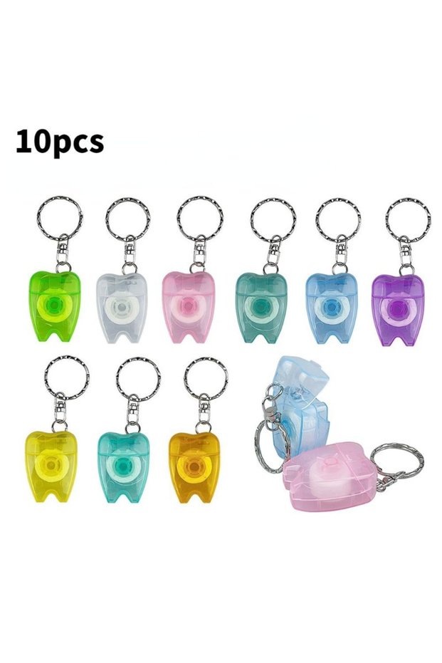 10pcs Mixed Color 10pcs Dental Floss with Key Chain Teeth Cleaning Oral Care Tools Portable Tooth Sh