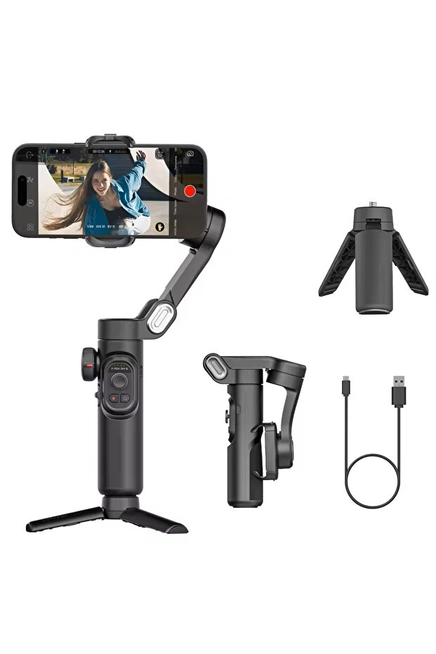 Basic(No Light) AOCHUAN Smart XE Gimbal Stabilizer 3-Axis Foldable Handheld Stand For iPhone Android