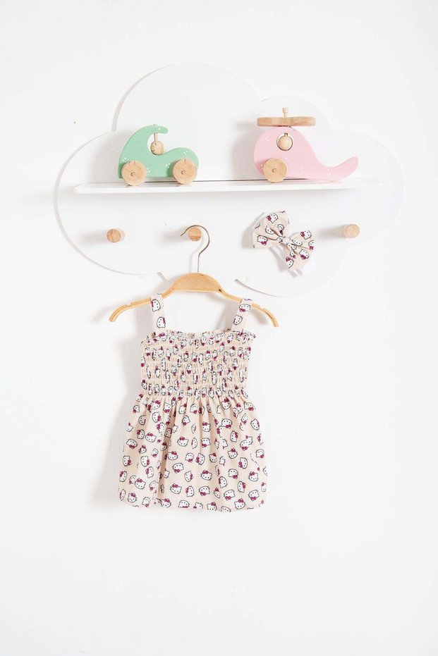 Hello Kitty Bandana Summer Baby Dress-Beige