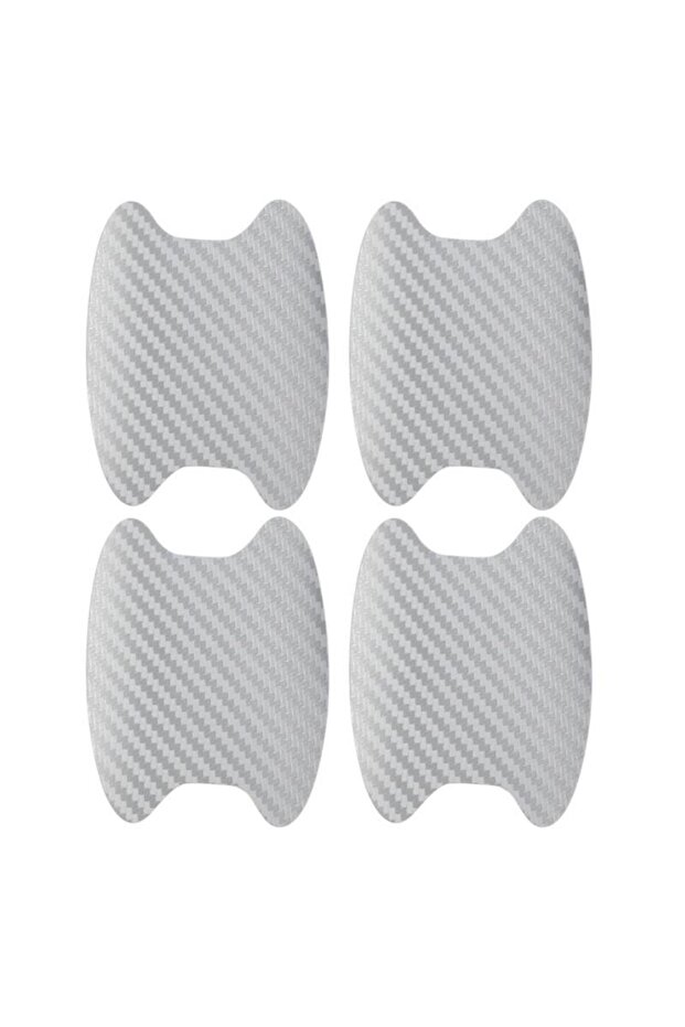 Silver 4PCS Car Door Handle Protective Film Carbon Fiber Stickers Scratch Resistant Covers Exterior