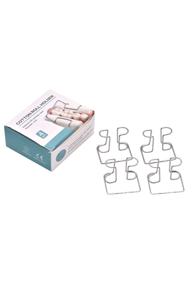 1box 4pcs/box Dental Orthodontic Cotton Roll Clip Stainless Steel Autoclavable Cotton Roll Holder De