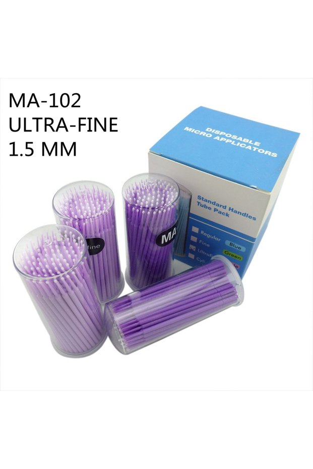 Purple 400pcs 1.2-2.5MM Dental Disposable Micro Applicator Brush /Disposable Eyelash Brushes With Pr