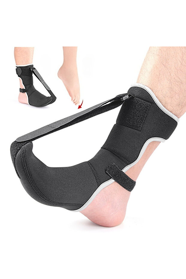 black Adjustable Plantar Fasciitis Night Foot Splint Drop Orthotic Brace Elastic Dorsal Night Splint