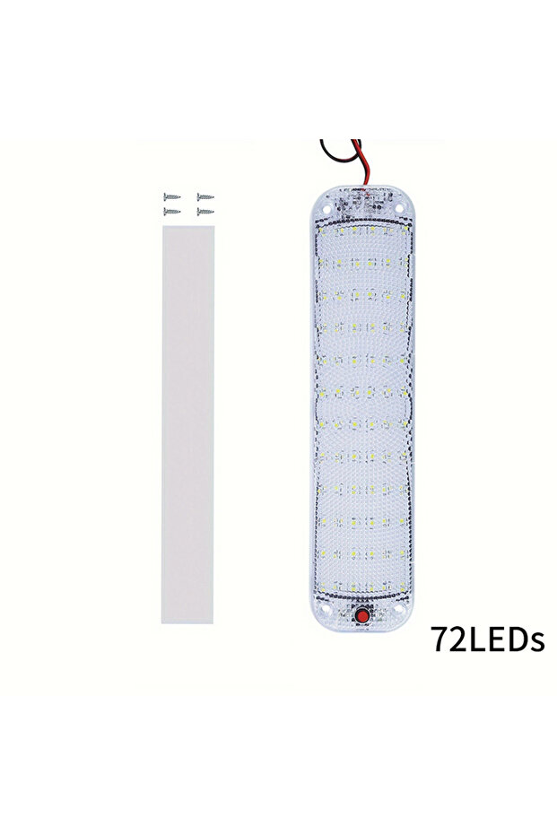 6500K 72LEDs 1pc 12V-80V Car Interior Led Light Bar White Light Tube With Switch For Van Lorry Truck