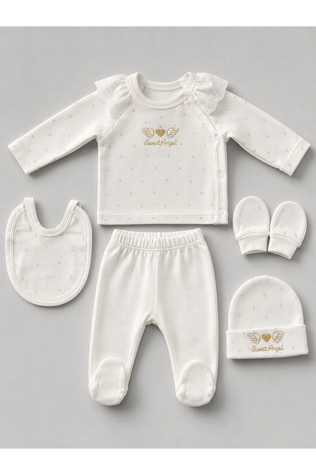 Baby Girl 5-Piece Newborn Hospital-Issued Cotton Fabric Set