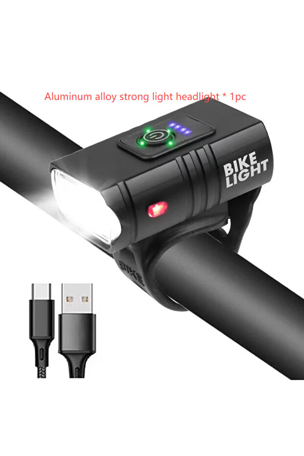 1pc Bicycle Lights, Bike Lights, Cycling Lights, TYPE-C Charging Digital Display, High Brightness, R