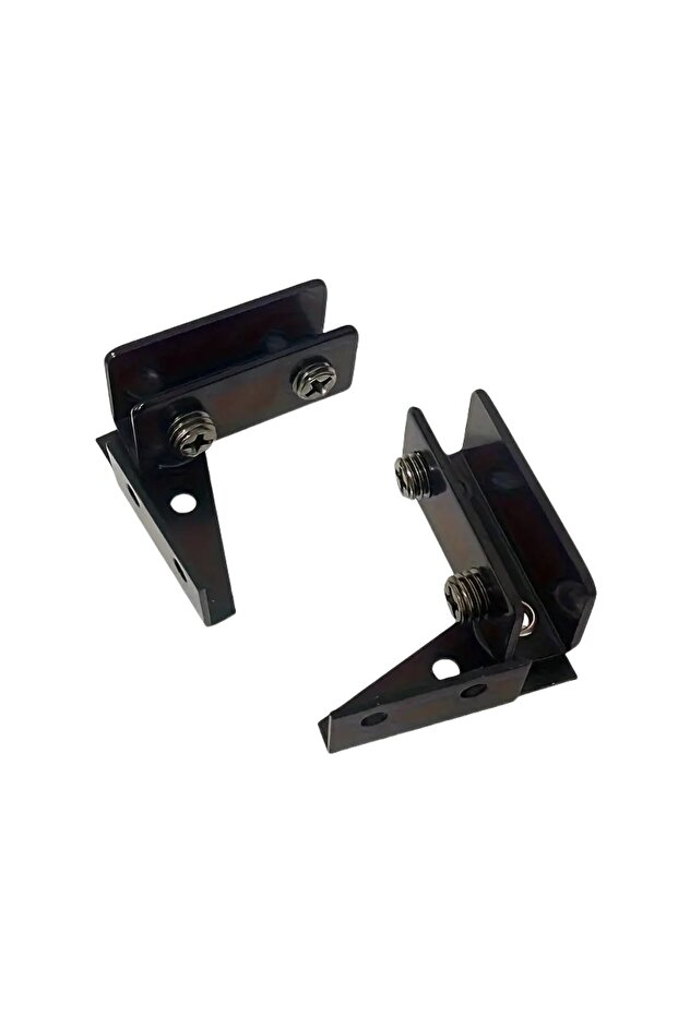 Black 2pcs Non-Perforated Glass Door Hinges,Display Cabinet Hinge,Wine Rotating Shaft Glass Clip,Fur