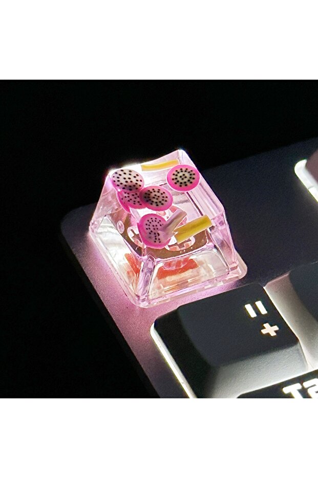 orange DIY Strawberries/Watermelon/Avocado Keycaps Translucent Fruit Series Resin Keycap Cross Axis