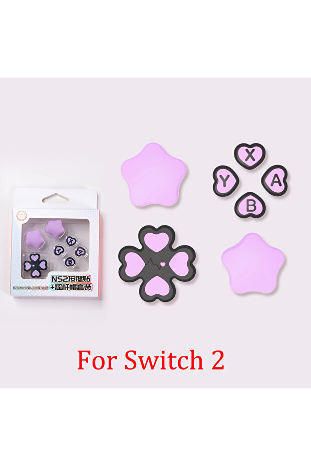 غطاء حماية سيليكون ناعم لجهاز سويتش 2/NS مع أزرار D-pad وعصا التحكم وملصقات مفاتيح ABXY
